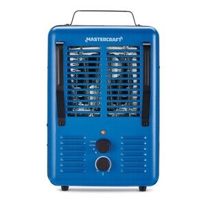 Mastercraft Deluxe Milkhouse Utility Space Heater w Thermostat, 1500W, Blue Open